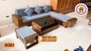 bộ sofa gỗ sồi 2 tay SG01