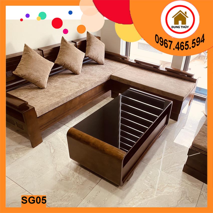 Bộ ghế sofa góc trứng nhỏ gỗ sồi Nga SG05 chất lượng
