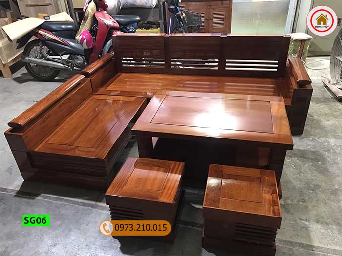 Bộ ghế sofa góc gỗ xoan đào SG06