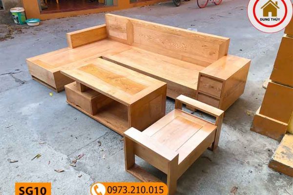 Bộ bàn ghế sofa hộp gỗ sồi Nga SG10