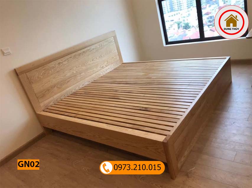 Giường ngủ kiểu bệt gỗ sồi Nga GN02