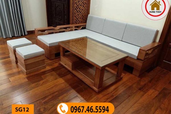 sofa gỗ tự nhiên đẹp phòng khách SG12