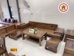 sofa văng góc chữ L gỗ hương xám SG11