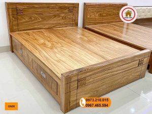 Giường ngủ 2 ngăn kéo gỗ hương xám cao cấp GN05