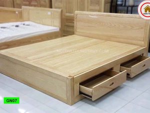 Giường ngủ có ngăn kéo gỗ sồi Nga GN07