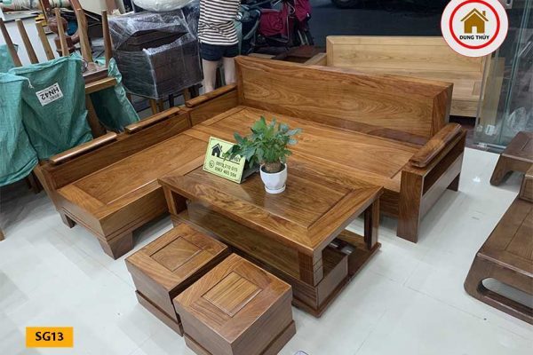 sofa góc trứng gỗ hương xám SG13