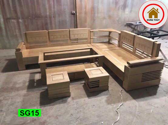 Bộ ghế sofa góc 3 tầng gỗ sồi Nga SG15