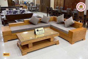 Bộ ghế sofa giả nguyên khối gỗ sồi Nga SG17