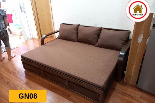 Giường gấp thành ghế sofa gỗ sồi Nga GN08