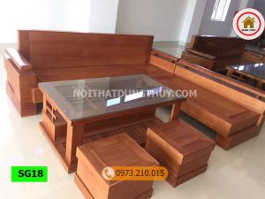Bộ ghế sofa góc chữ L gỗ đinh hương SG18
