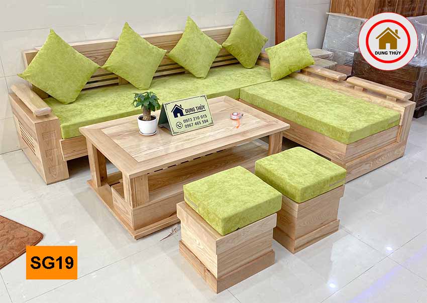 Bộ ghế sofa tay trứng to mặt liền gỗ sồi Nga SG19