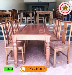bộ bàn ăn 6 ghế phong cách cổ điển gỗ sồi Nga BA04
