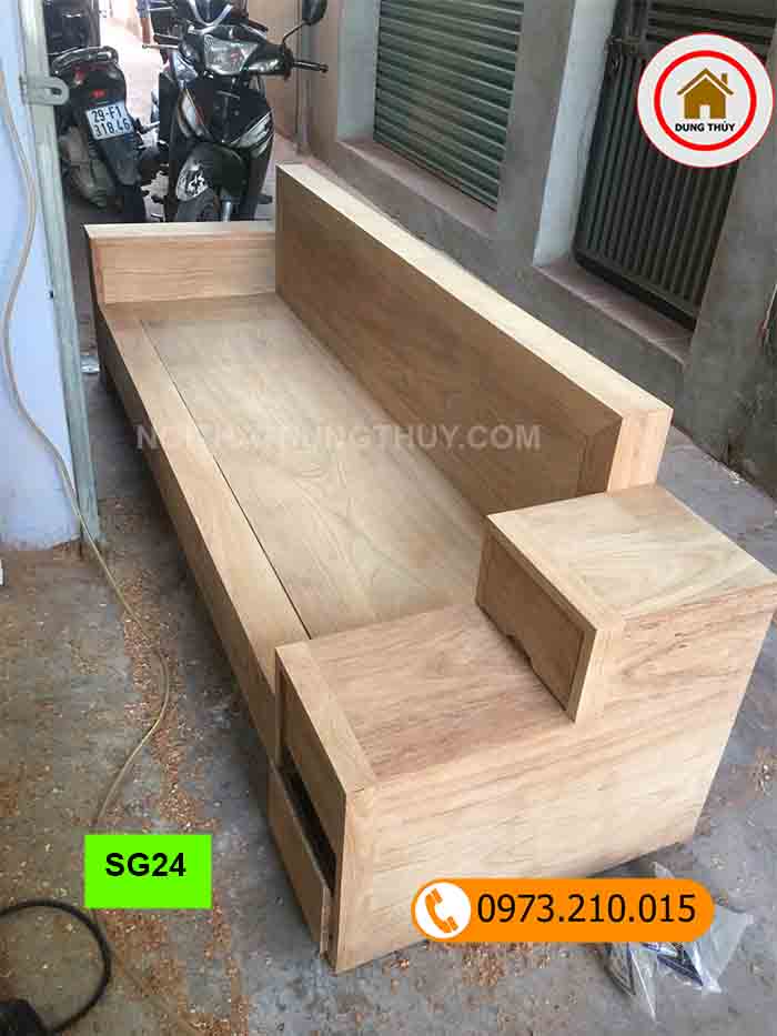 Bộ ghế sofa hộp 3 ngăn kéo gỗ sồi Nga SG24