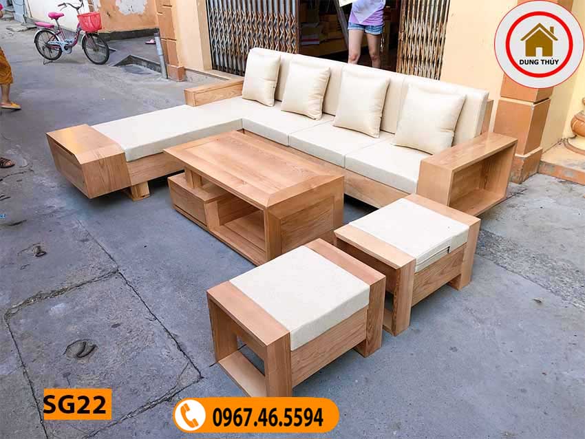 mẫu ghế sofa gỗ hiện đại gỗ sồi SG22
