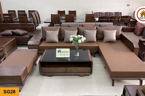 Bộ ghế sofa hộp chân oải gỗ sồi Nga SG28