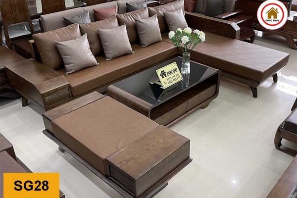 Bộ ghế sofa hộp chân oải gỗ sồi Nga SG28