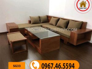 ghế sofa gỗ phòng khách cho văn phòng SG33