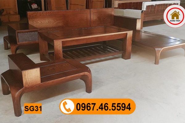 sofa chân cong gỗ sồi Nga SG31