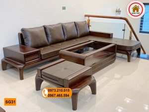 sofa chân cong gỗ sồi SG31