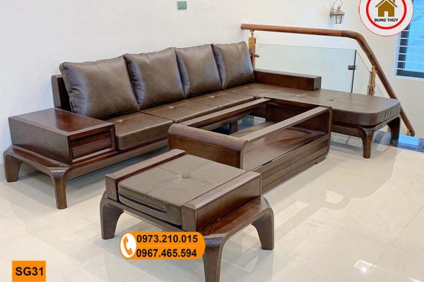 sofa chân cong gỗ sồi SG31