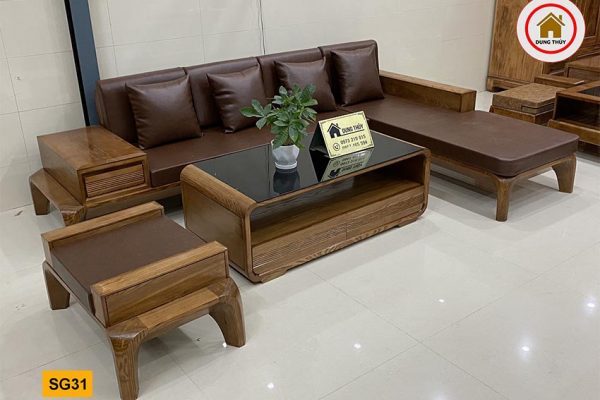 sofa chân cong gỗ sồi SG31 xịn