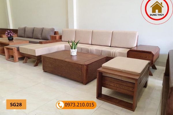 sofa gỗ sồi hiện đại cho phòng khách