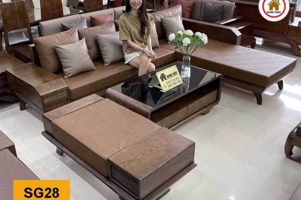 Bộ ghế sofa hộp chân oải gỗ sồi Nga SG28