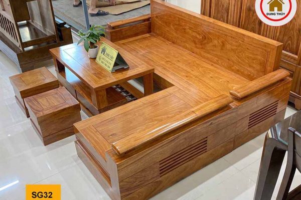 Bộ ghế sofa góc trứng to gỗ hương vàng SG32