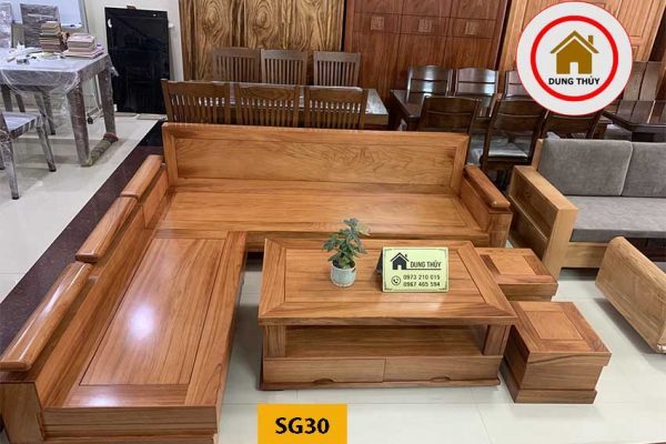 sofa góc trứng to gỗ gõ SG30