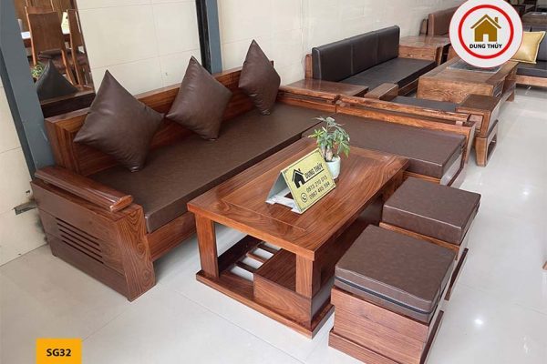 sofa góc trứng to gỗ hương xám SG32