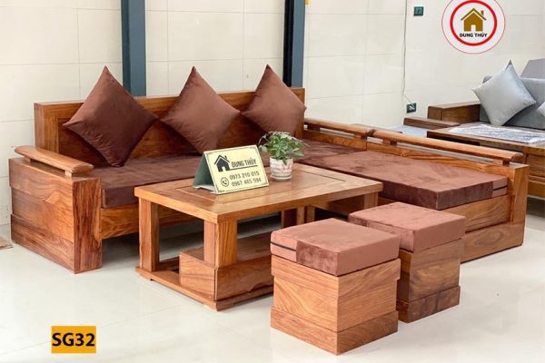 sofa góc trứng to gỗ hương xám SG32