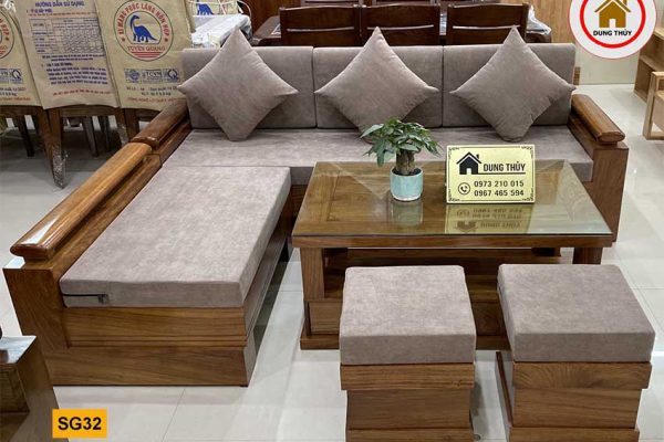 sofa góc trứng to gỗ sồi Nga SG32 nét