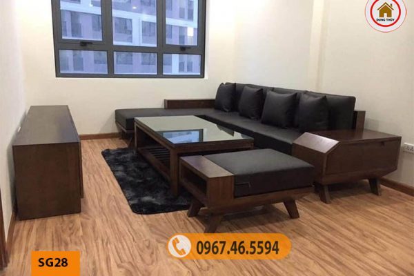 mẫu ghế sofa gỗ góc chữ L hiện đại