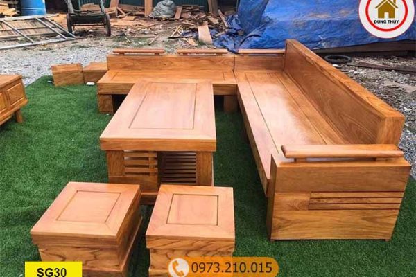 Bộ ghế sofa tay trứng gỗ gõ đỏ SG30