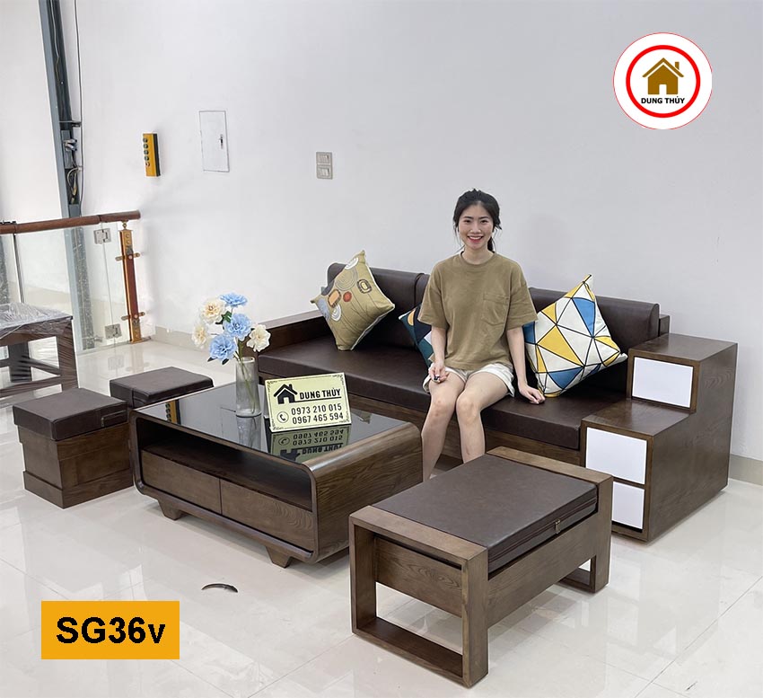 Bộ ghế sofa văng 3 ngăn kéo gỗ sồi Nga SG36v