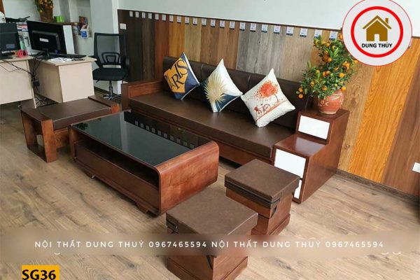 bộ sofa 3 ngăn kéo gỗ sồi SG36