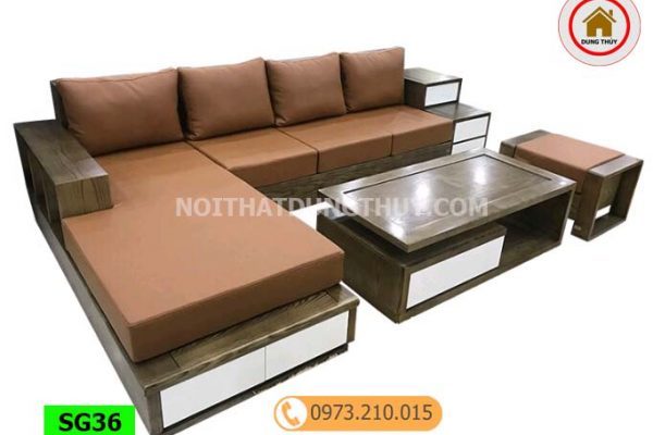 Bộ ghế sofa hộp 3 ngăn kéo gỗ sồi Nga SG36