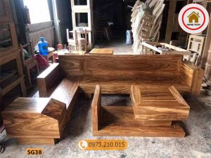 Bộ ghế sofa hộp ngăn kéo ô tô gỗ hương xám đá SG38