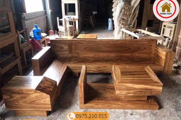 Bộ ghế sofa hộp ngăn kéo ô tô gỗ hương xám đá SG38