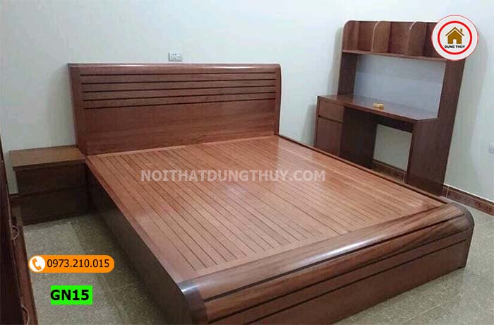 Giường cong mặt nan gỗ sồi Nga GN15
