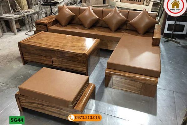 Bộ ghế sofa chân cuốn gỗ hương xám cao cấp SG44