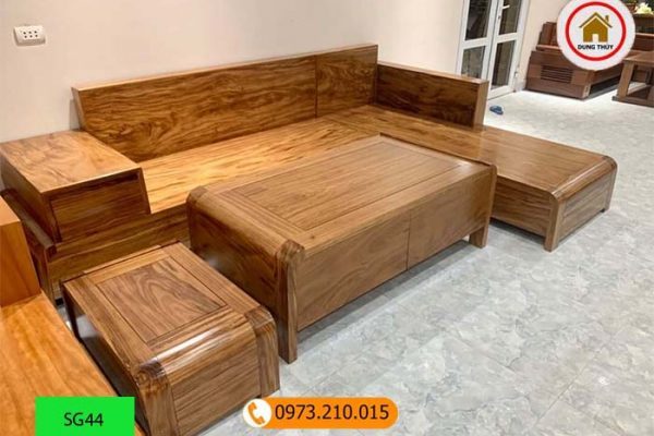 Bộ ghế sofa chân cuốn gỗ hương xám cao cấp SG44