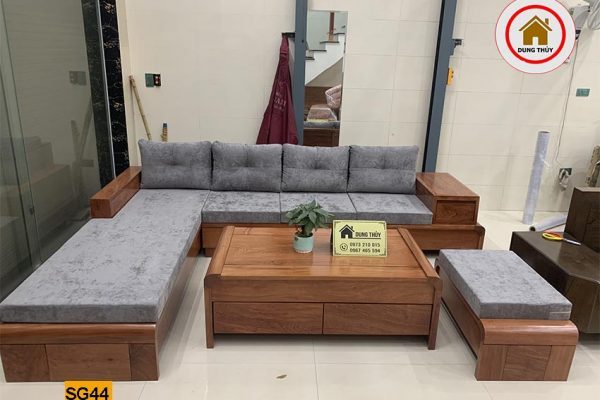 sofa chân cuốn gỗ hương đá SG44 đẹp