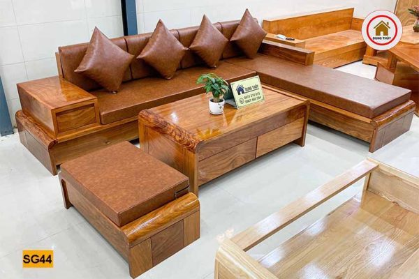 sofa chân cuốn gỗ hương xám SG44