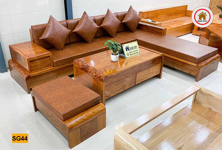 sofa chân cuốn gỗ hương xám SG44