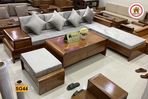 sofa chân cuốn gỗ hương xám SG44 đẹp