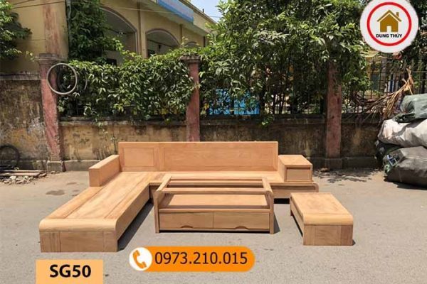 Bộ ghế sofa chân cuốn gỗ gõ đỏ SG50