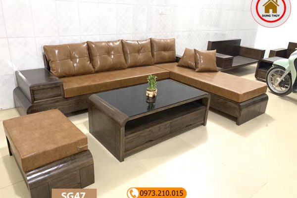 Bộ ghế sofa chân cuốn gỗ sồi Nga SG47