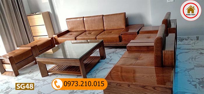 Bộ ghế sofa góc chữ U gỗ sồi Nga SG48