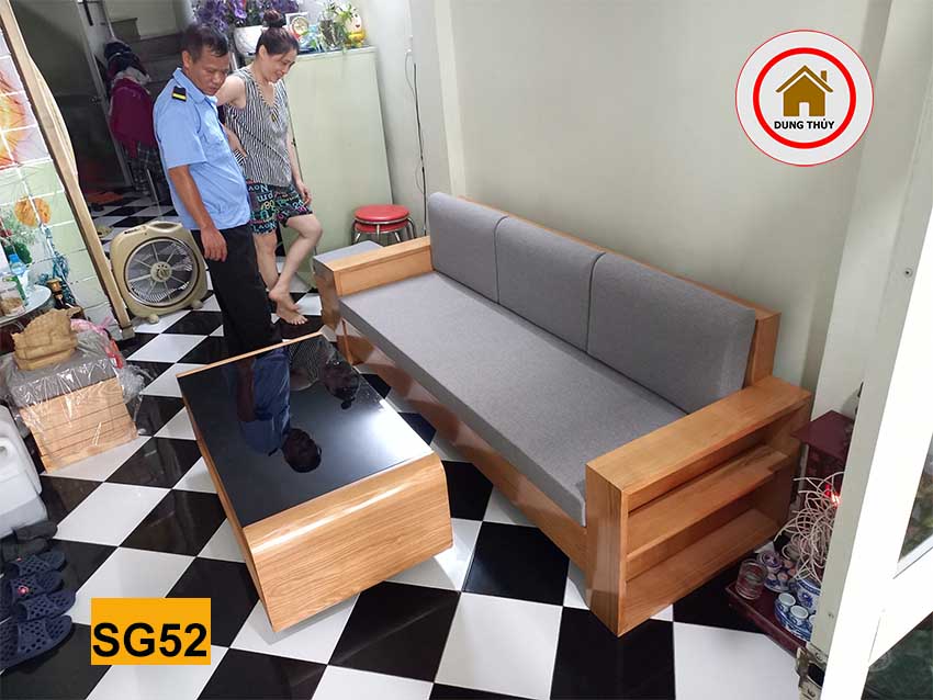 sofa văng gỗ sồi SG52